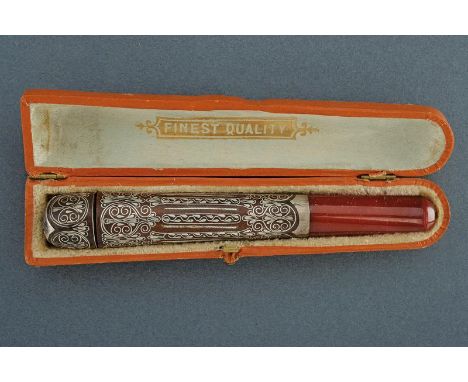 dating: first quarter of the 20th Century provenance: Eastern Europe, Wooden, finely inlaid with silver filigree with floral 