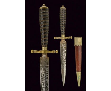 dating: Second half of the 19th Century provenance: Italy, Straight, double-edged blade, engraved with floral motifs; brass h