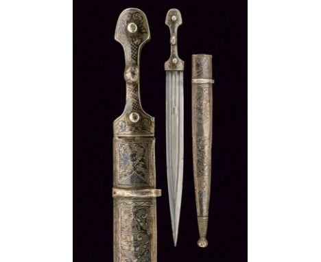 dating: circa 1900 provenance: Caucasia, Straight, double-edged blade with grooves and raisers; horn hilt, front part covered