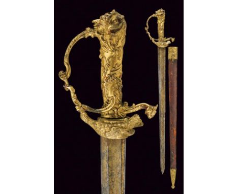 dating: First half of the 18th Century provenance: Germany, Straight, single-and false-edged blade with large central fuller 