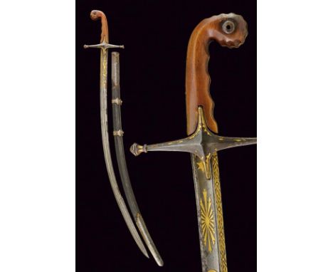 dating: First half of the 19th Century provenance: Turkey, Interesting, single-and false-edged blade, in damask, with fullers