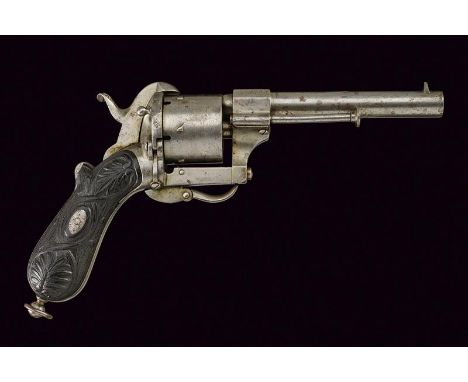 dating: about 1870 provenance: France, Round, rifled, 9 mm cal. barrel, with fore-sight, octagonal base marked 'L&C INV.TION 