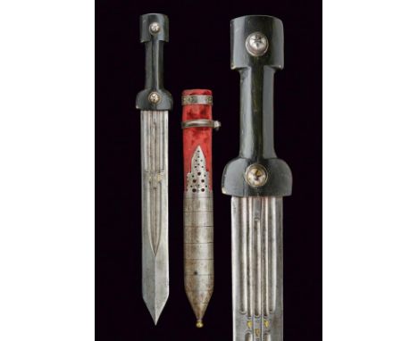 dating: Late 19th Century provenance: Caucasia, Straight, parallel double-edged blade, with a short tip consisting of two alm