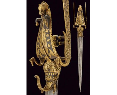 dating: Late 19th Century provenance: India, Strong and long, straight, double-edged blade (probably more antique), ribbed an