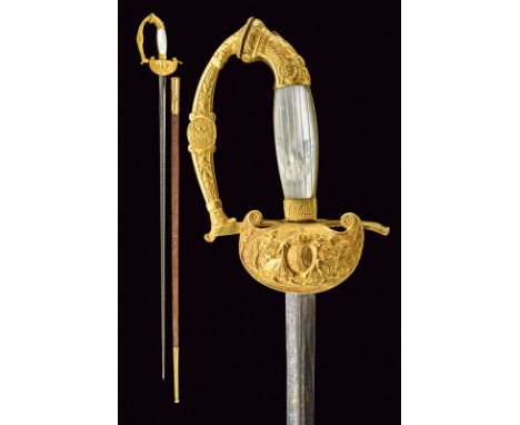 dating: 19th Century provenance: Russia Impero, Straight blade of a triangular section, base with the remains of gilded engra