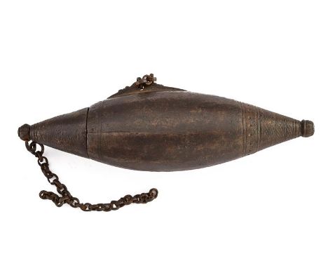 dating: 16th Century provenance: Turkey, In iron, of oval shape with tapering tips, faceted central body, engraved ends, one 