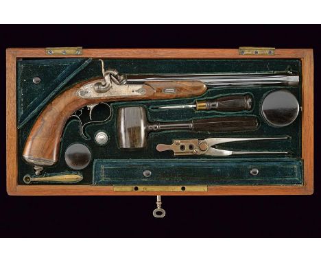 dating: Mid 19th Century provenance: Macon, Rifled, octagonal, 11 mm cal. barrel with longitudinal grooved, finished, with pr