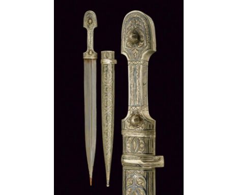 dating: circa 1900 provenance: Caucasia, Straight, double-edged blade with deep, asymmetrical grooves; hilt and scabbard cove