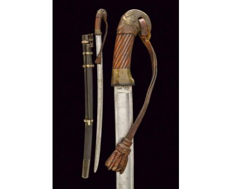 dating: Second quarter of the 19th Century provenance: Russia, Curved blade with fuller, tang with stamps and date '1929'; br