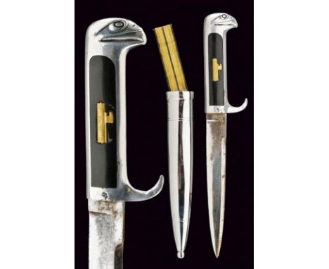 dating: second quarter of the 20th Century provenance: Italy, Straight, single-and false-edged blade; aluminum grip, shaped a