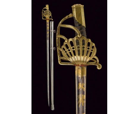dating: circa 1800 provenance: France, Straight, single-and false-edged blade with double groove, first part engraved and gil