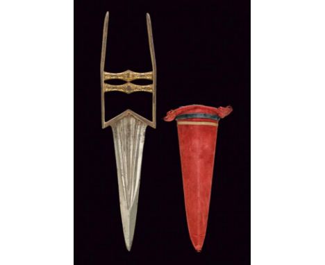 dating: Early 19th Century provenance: India, Strong, double-edged blade with raiser and grooves, strongly enlarged tip to pi