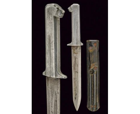 dating: 1943-1945 provenance: Italian Social Republic, Straight, single-and short false-edged blade. Aluminum, striped grip w