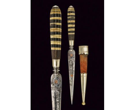 dating: 19th Century provenance: Southern Italy, Straight, double-edged blade engraved with floral motifs and decorated with 