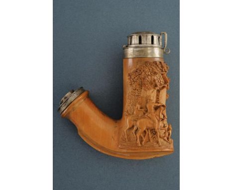 dating:  provenance: Europe, Majestically embossed with a finest hunting scene, a couple of noblemen on horseback on the left