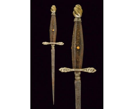 dating: 17th Century provenance: Italy, Straight blade of triangular section, base with scale from 1 to 120, cushion-knot, wh