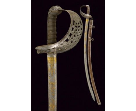 dating: 19th Century provenance: Austria, Beautiful, curved, single-and false-edged blade with large central fuller, in damas