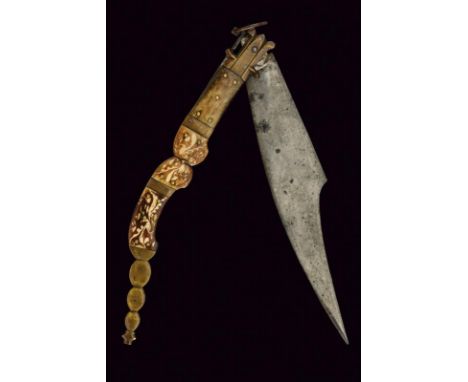 dating: Late 19th Century provenance: Spain, Folding, single-edged blade, the back hollowed in the second half, with remains 