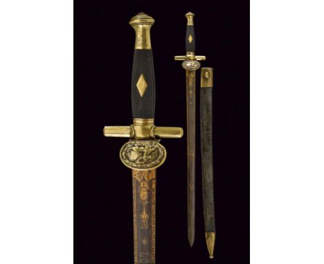 dating: 19th Century provenance: France, Straight, double-edged blade, probably of a sabre, of hexagonal section, richly engr