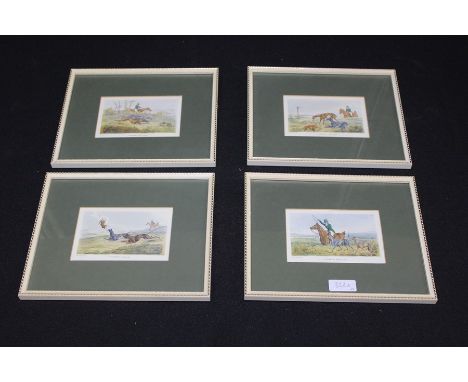 Four Henry Alken hare coursing prints, housed in white and gilt frames, the prints 13cm x 8.5cm (4)