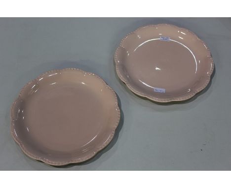 Pair of J &amp; G Meakin Rosa chargers, with scalloped borders, 33cm diameter (2)