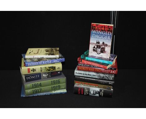 War related books, to include the first world war 1914-1916 and 1917-1919 by Martin Gilbert, Burma the longest war 1941-1945 