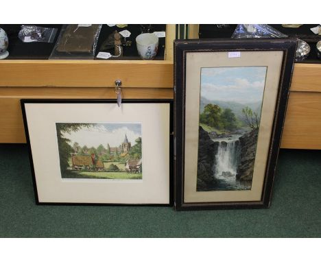 J Lewis Stant, Bourn Cambridgeshire, coloured etching, signed and titled to the mount, housed in an ebonised glazed frame, th