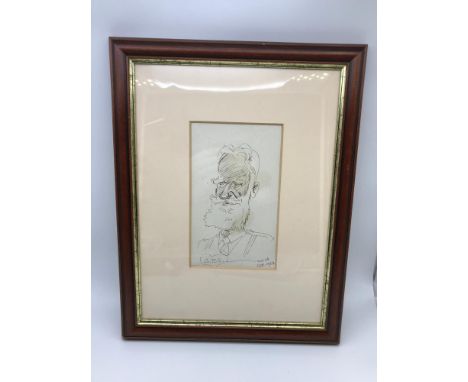 Emilio Coia - pencil sketch - George Bernard Shaw, Dated 1984, Picture measures 19.5x11.5cm 