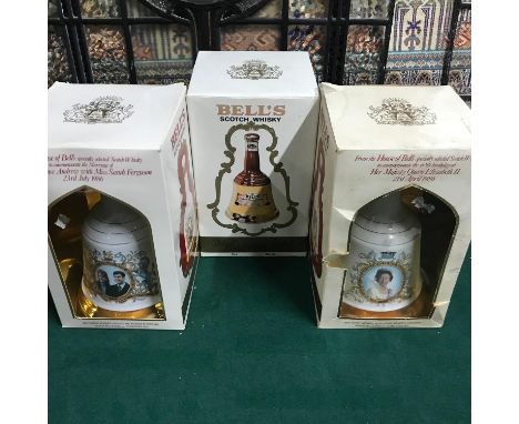 A Lot of three Bells Scotch Whisky decanters, Full, sealed and boxed. 