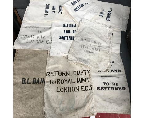 A Quantity of Vintage Bank of Scotland and England money sacks/ Bags. 
