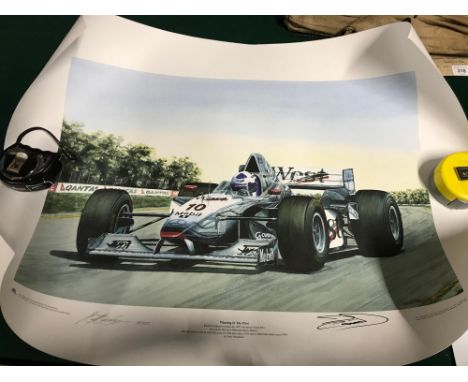 A Lot of three racing car prints un-framed. Includes The First Official Thrust SSC Print after Michael Turner, signed by the 