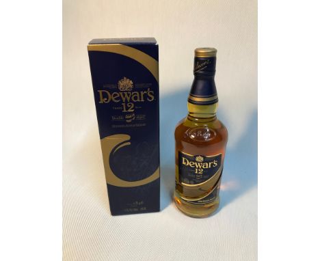 A Bottle of Dewar's 12 years old double aged blended Scotch Whisky, 70cl bottling- 40% vol. Full, Sealed &amp; Boxed. 