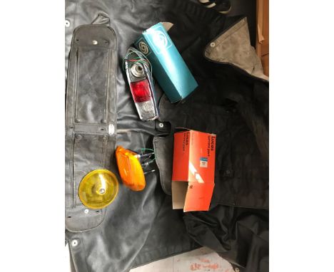 A Lot of Rare Vintage Car Parts to Include Lucas Service Part Tail Light, along with a Leyland Finisher Frt Light, with front
