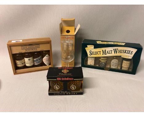 A lot of boxed whisky miniatures to include 4 fine single malt whiskies, 4 select malt whiskies and 2 Old St Andrews scotch w