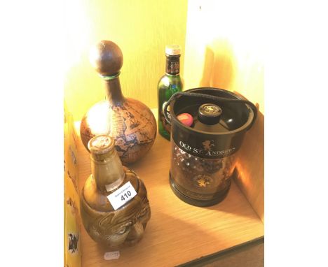 Old St Andrews clubhouse whisky (FSB), Glenfiddich single malt (FS) and a Toby blended scotch whisky (not sealed but full), t