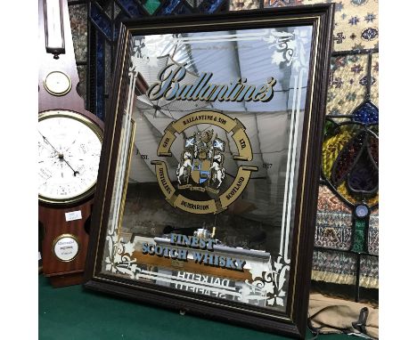 A Vintage Ballantines Finest Scotch Whisky advertising mirror.Frame Measures 68x53cm 