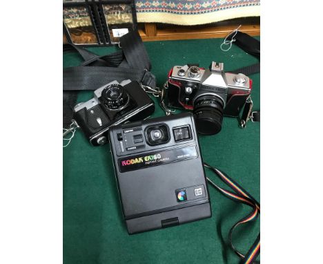 Vintage Zenit-8 camera, Praktica LTL3 Camera &amp; Kodak EK160 Instant Camera. 