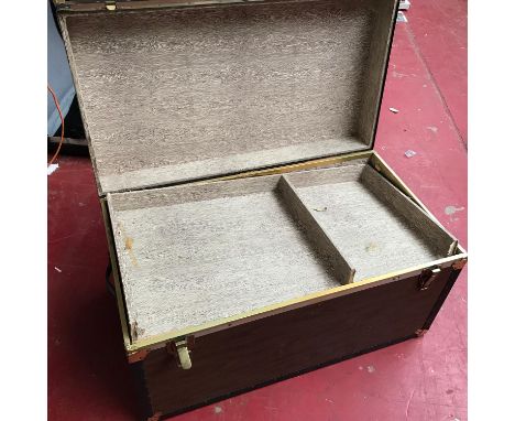A Large Wooden and Brass Travel Trunk 