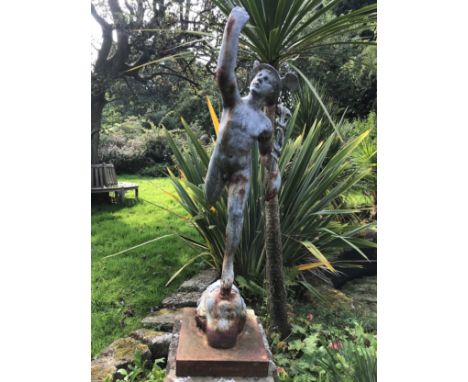 Giambologna (after), Mercury, typically standing on one foot balancing on a stylised water jet issuing from a mask, wearing a