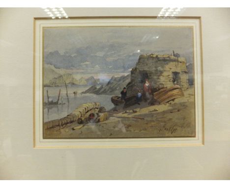 IN THE MANNER OF AGOSTINO AGLIO "Three figures in a wood, one playing the harp", watercolour, inscribed in pencil lower right