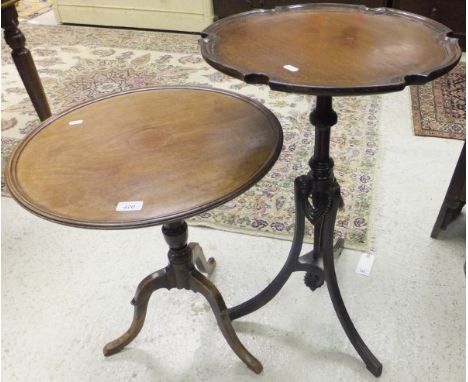 An Edwardian mahogany occasional table with pie-crust top raised on reeded and swept tripod base and a 19th Century mahogany 