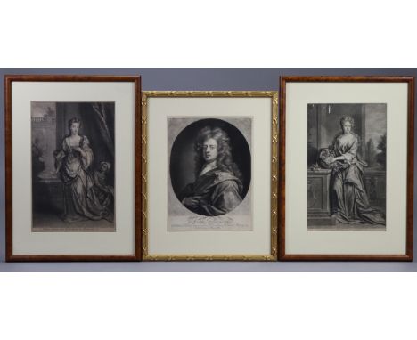 JOHN SMITH (1652-1742) after SIR GODFREY KNELLER (1646-1742). A group of five late 17th/early 18th century mezzotint portrait