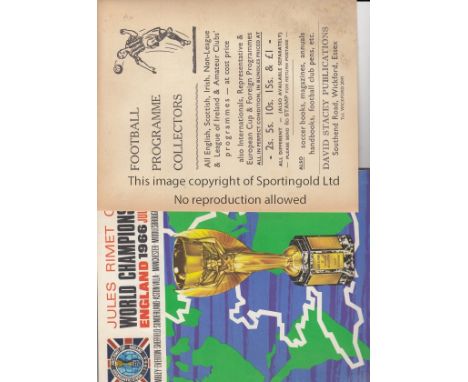 WORLD CUP 66  Tournament programme for the 1966 World Cup  plus a leaflet from David Stacey publications advertising bundles 