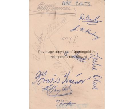 MAN UTD COLTS 53-54   Autograph album page headed Man Colts on one side and Duckinfield on the other (Dukinfield is correct s