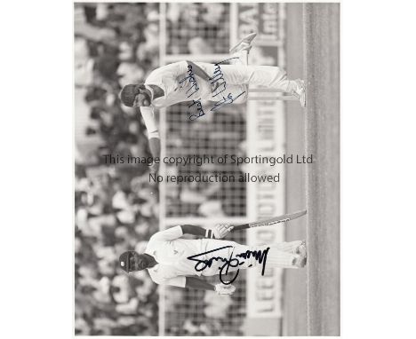 CRICKET AUTOGRAPHS      Three double signed press photographs: 11.5" X 8" signed by Jack Russell and Mark Alleyne holding the