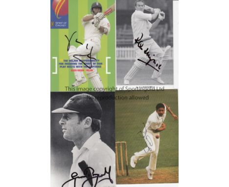 CRICKET AUTOGRAPHS       Ten signed photocards of postcard size including Nasser Hussein, Ray Illingworth, Geoff Boycott, Phi