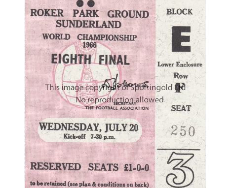 WORLD CUP 1966    World Cup seat ticket USSR (Soviet Union) v Chile at Roker Park , Sunderland 20th July 1966.   Good      