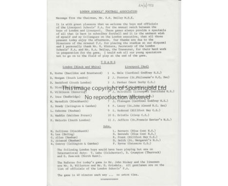 NEUTRAL AT ARSENAL       London v. Liverpool Inter-City Schools match played at Arsenal FC 24/2/1983. The London team include