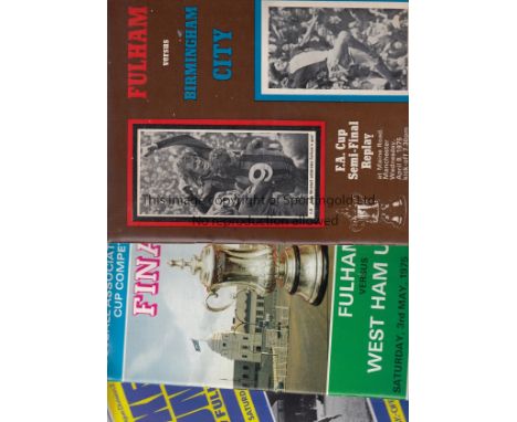 FULHAM          1974/5 X 34 programmes, 26 homes and 8 aways including v. Birmingham FAC S-F and Replay and West Ham United F
