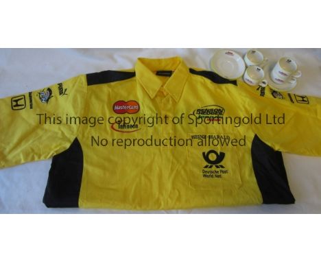 JORDAN HONDA F1         A yellow team shirt plus a set of 4 espresso cups and saucers.    Good